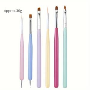 TEMU 6개/대 네일 아트 브러쉬 세트, 네일 아트 디자인 펜 네일 아트 디자인 매니큐어 살롱을 위한 젤 브러쉬, 그라데이션 브러쉬, 디테일 브러쉬 및 도트 펜이 있는 페인팅 도구