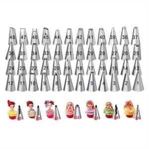 TEMU 55개 스테인리스 스틸 장식 노즐 세트 케이크 장식 노즐 페이스트리 종이 컵케이크 베이킹 트레이 장식 베이킹 도구 장식 도구 케이크 도구 크림 쿠키 주방 가제트 할로윈 크리스마스 어린이날