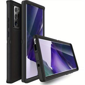 TEMU 삼성 갤럭시 노트 20 울트라용 3단 헤비듀티 고무 충격 방지 보호 폰 케이스 커버, 드롭 보호,내구성 있는 커버,강화된 가장자리,고무 소재,모바일 액세서리,헤비듀티 사용자