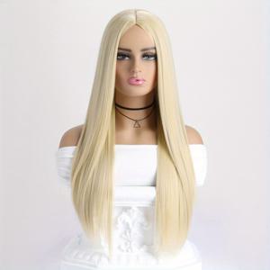 TEMU 여성 코스플레이 위그 - 긴 직선 합성 머리, 100% 밀도, 열 저항 섬유, 버클 넷 캡, 크리스마스, 의상, 일상 착용, 파티용 패션