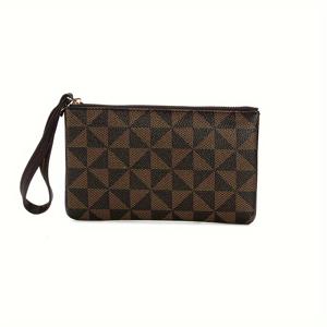 TEMU 빈티지 프린트 지퍼 동전 지갑, 손목끈이 있는 휴대용 카드 거치대, 일상적인 동전 가방에 완벽함