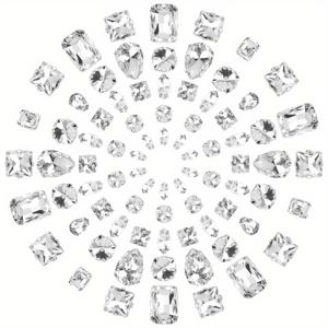 TEMU 100pcs 라인스톤에 바느질 멀티 스트랜드 링크 황동 프롱 설정이 있는 유리 라인스톤 의류 액세서리 면처리된 혼합 모양 클리어 8~18x4~13x4~7.5mm 구멍: 0.8~1mm