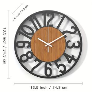 TEMU 대형 모던 유럽 레트로 벽시계 - 검은색 아라비아 숫자 & 베이지 페이스, 무소음 쿼츠 , , 인조 목재 프레임 - 거실, 침실, 사무실용 라운드 시계 - (화이트)
