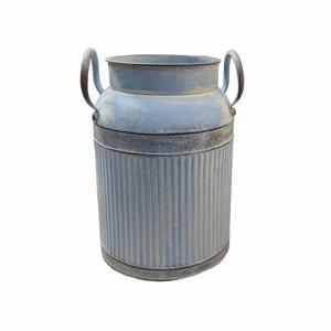 TEMU 1 팩, 거친 표면과 파도무늬 철관 핸들 우유통 꽃배치 꽃관 꽃병이 있는 빈티지 철꽃병