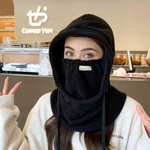 TEMU 여성용 경량 발라클라바 겨울 모자 & 넥 워머 마스크 - 스키, 스트리트 패션용 탄력 있는 통기성 얼굴 커버, 소프트 스트레치 브림 디자인, 손세탁 가능, 스키 마스크, 야외 추위 보호, 고넥 패션, 신축성 원단
