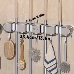 TEMU 1개, 다기능 걸레 클립, 후크가 있는 펀치 없는 벽걸이, 걸레 클립, 걸레 홀더, 빗자루 클립, 정원 도구 정리함, 수건 랙, 미끄럼 방지, 유용한 도구, 청소 도구, 청소 용품, 학교 준비