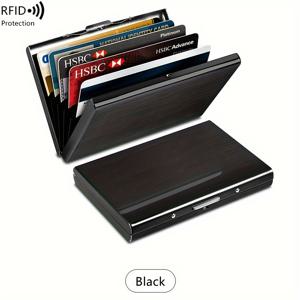 TEMU RFID 차단 알루미늄 합금 카드 홀더, 버클이 있는 간단한 스타일, 스텐드 그롬릿 디테일, 비브레드, 남성과 여성을 위한 휴대용 금속 지갑, 이상적인 선물