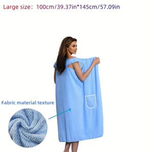 TEMU 1개 여성용 웨어러블 목욕 타월 드레스 - 현대적인 체크무늬 만화 테마 로브, 반팔 소프트 마이크로파이버 샤워 가운, 스파, 온욕용, 아늑한 목욕복