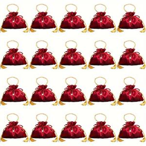 TEMU 10/20 팩 빨간색 나일론 웨딩 선물용 봉투, 조절 가능한 높이, 탈착 가능한 덮개, 접이식, 재사용 가능한 캔디 선물용 봉투, 신부 파티, 생일, 새해, 가정 보관용