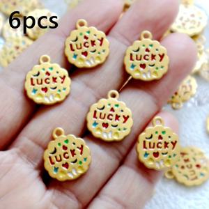 TEMU 1/6개 양면 행운의 플레이트 골드 펜던트 패션 반짝이 액세서리 DIY 목걸이 팔찌 귀걸이 열쇠고리, 발렌타인데이 설날 크리스마스 선물 의류 장식용 주얼리 부품