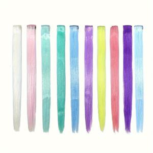 TEMU 10개 빛나는 헤어 익스텐션 클립인, 고온 섬유, 합성 헤어피스, 22인치, 다양한 색상, 파티, 크리스마스, 새해, 코스프레용 - 여성용 발광 헤어 액세서리, 카니발/마디그라/가면 무도회