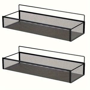 TEMU 2개 대용량 금속 욕실 선반 - 벽걸이형, 배수 가능한 철제 화장품 및 필수품 보관대, 홈 데코, 기숙사 및 RV에 적합