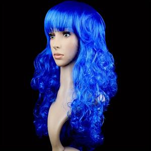 TEMU 1pc 여성용 바디 웨이 코스플레이 웨이브 - 유럽 및 미국 패션, 전체 밀도 100%, 닫힌 네트워크 모자, 생생한 파란색/빨간색/분홍색, 댄스 및 메이크업 프롭 클로우 웨이브