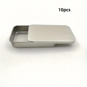 TEMU 10개 미니 메탈 캔 슬라이드 탑 뚜껑 - 립스틱, 고체 향수, 양념 및 액세서리용 직사각형 휴대용 컴팩트 컨테이너 - 내구성 있는 방수 디자인, 화이트 & 블랙, 여행 및 일상 사용에 이상적 (선물, 보관), 온더고 에센셜즈, 디자인, 안전한 잠금, 소형 수납 박스, 홈 오거나이저