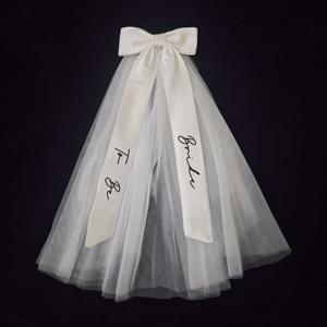 TEMU 1개 신부용 리본 헤드 베일 고품질 신부 장식 액세서리 창의적인 웨딩 장식 신부 헤드 베일 웨딩 사진 소품 창의적인 웨딩 선물