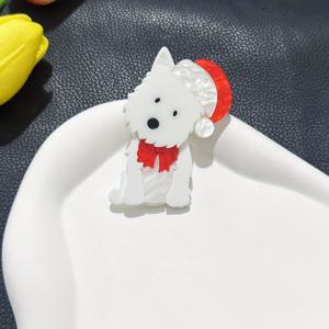 TEMU 1개 아크릴 크리스마스 강아지 브로치 핀, 멋진 만화 동물 배지, 여성을 위한 휴일 액세서리, 전원 필요 없음, 올 시즌, 파티 및 일상 착용에 완벽