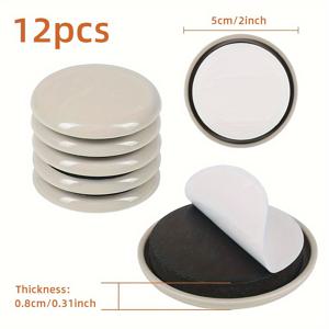 TEMU 12개입 헤비듀티 가구 이동 패드 - 미끄럼 방지 표면, 카펫 및 원목 바닥용 플라스틱 보호 패드, 의자, 테이블, 소파, 책장 이동용 스크래치 방지 패드 - 비닐, 목재 표면에서 쉽게 이동 가능|티테이블