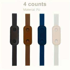 TEMU 4-팩 스트레처블 PU 가죽 펜 홀더 세트, 노트북, 저널, 스케치북용 탄성 밴드 클립 - 내구성, 안전성, 스타일리시한 액세서리, 일상 사용 및 특별한 경우