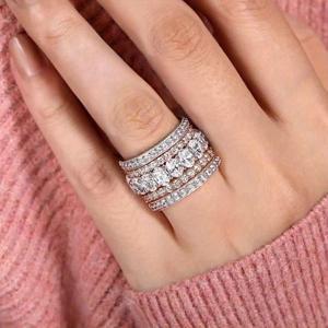 TEMU 1개의 우아한 럭셔리 여성용 와이드 페이스 반지, 반짝이는 지르코니아 반짝이는 투톤 반지, 구리 재질, 합성 지르코니아, 데일리 캐주얼 웨어, 파티 웨어, 기념일 선물