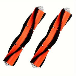 TEMU 샤오미 로보락 진공청소기용 2개 메인 브러시 - 고효율 오렌지 및 블랙 브리슬, S5, S6, S50, S5 Max, S60, S61, S65, E25, E35, E20, E4, E5, C10, S4 모델 호환 - 내구성 있는 플라스틱 바닥 부착물, 가정용 진공청소기