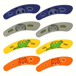 TEMU 8개 세트 부드럽고 세탁 가능한 변기 좌석 커버 - 재사용 가능, 휴대용 , 재미있는 동물 디자인 (노란 악어, 회색 고양이, 파란 판다, 주황색 개)|변기커버