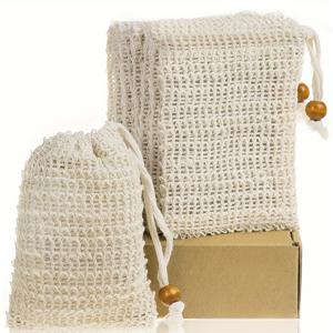 TEMU 50개 고효율 폼 제작 비누봉지 - 혼합, 미끄럼 방지 끈 디자인으로 풍부한 거품, 내구성 있는 욕실 보관 필수품, 직사각형 모양, 비누 바 홀더, 우아한 비누 홀더, 천연 패브릭 봉지