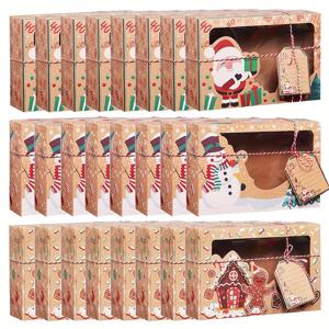 TEMU 15/18/20/24개, 크리스마스 크래프트 종이 상자, 박스, DIY 선물 태그 포함 메리 크리스마스 선물 상자, 투명 창 포장 상자, 파티 용품, 새해 장식, 크리스마스 장식, 파티 장식, 파티용품