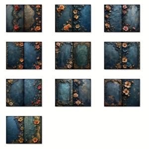 TEMU 빈티지 블랙 레이스 스크랩북 종이 10장 - 골드 악센트가 있는 고스 플로럴 정크 저널 페이지, 예술적 캘리그래피, 콜라주 및 장식용, 재사용 가능한 직사각형 공예 소재, 우아한 저널 페이지 | 레이스 디테일 시트