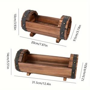 TEMU 2/4 팩 러스티ック 빈티지 나무 플랜터, 실린더 버드 바제 스타일, 다기능 실내 및 실외 정원 장식, 배터리 없음, 수кул 및 꽃을 위한