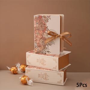 TEMU 리본 장식이 돋보이는 우아한 책 모양 선물 상자 5개 세트 - 웨딩, 생일, 특별한 날에 완벽한 캔디 & 초콜릿 포장용, 할로윈, 크리스마스 선물 세트