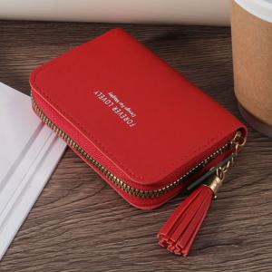 TEMU 포에버 러블리 태슬 참 지갑, 캐주얼 스타일 지퍼 동전 지갑, 가벼운 멀티 슬롯 카드 홀더, 나일론 안감, 드라이 클리닝, 패셔너블하고 기능성 디자인, 블랙, 블러쉬 핑크, 리치 브라운, 바이브런트 레드, 클래식 베이지, 귀여운 지갑