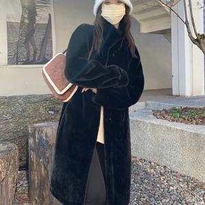 TEMU 인조 모피 오픈 프런트 코트, 가을과 겨울을 위한 세련된 써멀 긴팔 롱 길이 코트, 여성 의류