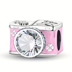 TEMU 1pc 925 실버 코팅 카메라, 립스틱 보우 백, 향수, 하이힐 비즈 원래 팔찌 보석 DIY 여성 선물 여성에게 적합