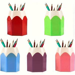 TEMU 5개 컬러풀 연필 모양 펜 거치대 - 학교, 교실 및 홈 오피스 장식용 귀여운 책상 정리함