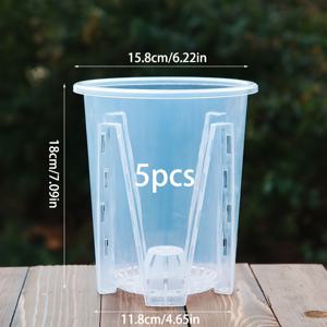 TEMU 투명한 플라스틱 난초 화분 세트: 배수 구멍이 있는 3개의 화분, 실내 및 실외 사용에 적합합니다.