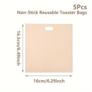 TEMU 5개 재사용 가능한 비스틱 테플론 토스트 백, 시야창 포함 - 치즈 샌드위치, 파니니, 마늘 빵 & 피자 그릴링에 완벽 - 식품 안전, 크리스마스 & 새해 가족 모임, 홈 베이킹 용품에 이상적