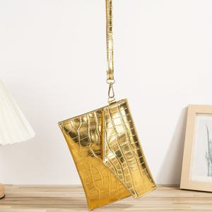 TEMU 여성을 위한 우아한 코끼리 패턴 클러치, 손목끈이 있는 금색 저녁 가방, 단색, 폴리에스터 안감, 버클 클로저, 특별한 기회를 위한 패션 액세서리