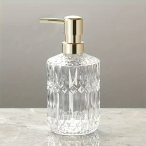 TEMU 1pc 유리 디스펜서 병, 3D 질감 핸드 소프 펌프, BPA 프리, 독립형 스탠드, 욕실 장식, 샴푸, 컨디셔너, 목욕 제품, 가정 및 주방 용품