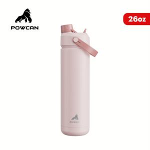 TEMU 1개, POWCAN 26oz 보온 보냉 물병, 24시간 동안 차가운 상태 유지, 2-in-1 빨대와 뚜껑, 누수 방지, 차량 컵 홀더에 맞음, 스테인리스 스틸 스포츠, 여행 및 학교용 물병