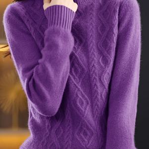 TEMU 두꺼운 겨울 스웨터 - 베이지 화이트 하이넥 스웨터 재킷, 루즈핏 튜닉 레이어링 아이템, 라운드넥 칼라, 사무실, 캐주얼 & 정장용 올시즌 우아한 스웨터 (손세탁/드라이클리닝)