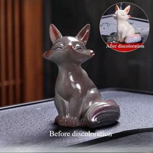 TEMU 색상이 변하는 티펫 장식 부티크, 창의적인 여우 티 플레이 티 테이블 티 트레이 장식, 티 테이블 펫 티 세트 액세서리