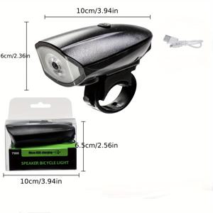 TEMU 전기 스쿠터 및 자전거용 LED 자전거 헤드라이트, 3가지 조명 모드, 2가지 소음 경고, ABS 핸들바 마운트, 사이렌이 있는 충전식 USB 자전거 조명