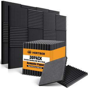 TEMU 30팩 블랙 30*30*2.5cm 고밀도 방화 빠른 복원 흡음 폼 패널, 녹음실 연습실 음악 워크숍 홈시어터 음향 패널 사무실 벽 및 천장 회의실 단열 웨지 보드, 방 음향 제어,소음 흡수 웨지,방음 방화 패널,블랙 음향 패널, 사운드 디자인,정밀 절단 패널,고밀도 폴리프로필렌