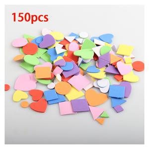 TEMU 150개 자체 접착형 폼 기하학적 모양, EVA 소재, 다색 2D 및 3D 큐브, 원, 삼각형, 사각형, DIY 공예, 스크랩북, 장식, 파티 용품