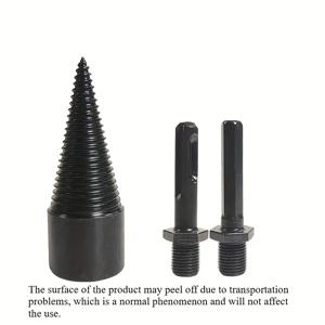 TEMU 3개 세트 32mm 가정용 목공 나무 쪼개기 드릴 - 분할 콘 가정용 전기 해머, 핸드헬드 전기 드릴, 임팩트 드릴, 나무 쪼개기 워터 드릴, 노동 절약형 나무 쪼개기 도구, 원형 및 육각 핸들