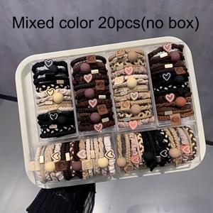 TEMU 20개 스타일 여성용 헤어 타이 세트 - 귀엽고 달콤한 팔찌 스타일, 얇은/두꺼운 머리에 적합한 무해한 탄성 밴드, 포니테일 및 스포츠용|스포츠헤어밴드