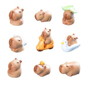 TEMU 9피스 카피바라 피규어 세트 - 창의적인 홈 & 오피스 장식을 위한 DIY 레진 동물 미니어처, 어린이를 위한 완벽한 선물
