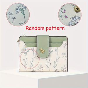 TEMU 1개 여성용 우아한 플로럴 지갑 - 모조 & 골드 톤 하드웨어, 스냅 클로저, 카드 슬롯 & 동전 포켓이 있는 컴팩트한 데일리 & 포멀 지갑, 지갑, 포멀 액세서리, 클래식 디자인, 패션 액세서리, 스타일리시 여성, 카드 지갑, 카드지갑, 여성 지갑, 반지갑