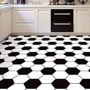 TEMU 1 세트의 비닐 바닥 타일 스티커, 자체 접착, 미끄럼 방지, 내구성, 세척 가능한 벽지, 욕실, 주방, 발코니용 직선 매치 벽돌 돌 나무 패턴 - 쉬운 DIY 설치