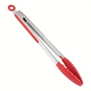 TEMU 1개 빨간 실리콘 팁 주방 집게, 12인치 스테인리스 스틸, 내열 및 비스틱 - 파스타, 스테이크, 피자, 샐러드, 야채, 과일 요리용으로 완벽 - 바비큐, 뷔페 및 야외 그릴에 이상적